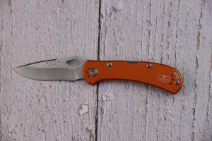 Buck 722 SpitFire Folding Knife 325quot Plain Blade Orange Aluminum Handles