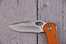 Buck 722 SpitFire Folding Knife 3.25" Plain Blade, Orange Aluminum Handles