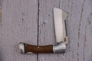 Rough Ryder Camp Side Cleaver Brown Burlap Micarta RR2679