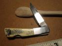 GERBER USA SAKAI JAPAN Silver Knight Ship Scrimshaw Lockback Bone Knife - DF 83