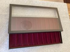 Vintage (5) Glass-Top Display Boxes - (2) with Dividers; (3) with Sponge Fill -Clean, Nice