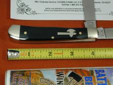 Battle Axe Brand Smooth Black Buffalo Horn Trapper Knife from Cooper Cutlery USA 5219-BH