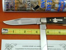 Battle Axe Brand Smooth Black Buffalo Horn Trapper Knife from Cooper Cutlery USA 5219-BH