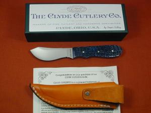 The Clyde Cutlery Co Blue Jigged Bone Caper Fixed Blade Sheath Knife by Cooper Cutlery USA CAPER-BJB