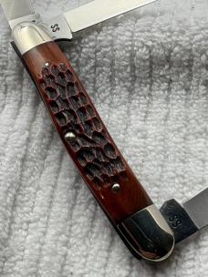Case XX USA 1975 5 Dot Tested Razor Edge 6347HP SSP Red Bone 3 Blade Stockman (2)            