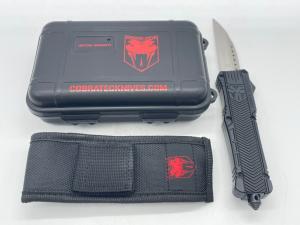 COBRATEC KNIVES D2 Wharncliffe Black OTF Automatic w Sheath in OMP Box