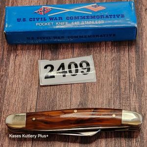 Vintage Valor Stockman 363quot Closed US CivilWar Commemorative Folding Pocket Knife Made in Japan 