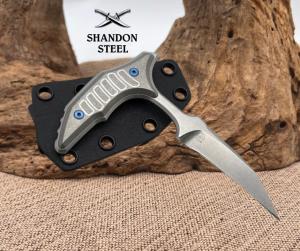 Microtech amp Bastinelli Bee Marfione Select Stonewash w Stonewash Handles amp Blue Hardware 218-10MS3