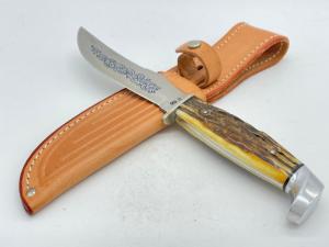 1977 CASE XX USA 523-5 Blue Scroll Stag Fixed-Blade Hunter Knife In Sheath