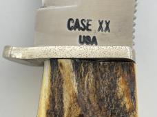 1977 CASE XX USA 523-5 Blue Scroll Stag Fixed-Blade Hunter Knife In Sheath