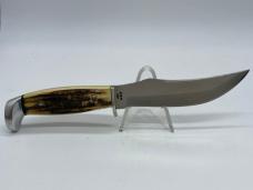 1977 CASE XX USA 523-5 Blue Scroll Stag Fixed-Blade Hunter Knife In Sheath