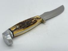 1977 CASE XX USA 523-5 Blue Scroll Stag Fixed-Blade Hunter Knife In Sheath
