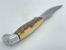 1977 CASE XX USA 523-5 Blue Scroll Stag Fixed-Blade Hunter Knife In Sheath