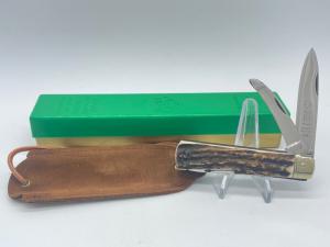 1970 PUMA Germany 944 Jagdmesser Stag Utility Lockback w Sheath amp OMP Box