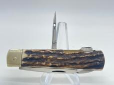 1970 PUMA Germany 944 Jagdmesser Stag Utility Lockback w/ Sheath & OMP Box