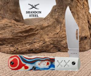 Case XX Red/White/Blue Burl W/White G-10 Smooth XR  Barlow (XR101009 1/2 S35VN) 53164