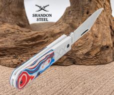 Case XX Red/White/Blue Burl W/White G-10 Smooth XR  Barlow (XR101009 1/2 S35VN) 53164