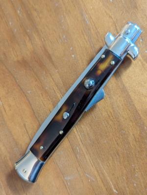 FRANK BELTRAME LIMITED EDITION 28CM COIL SPRING HUMPBAC IMITATION TORTOISE SHELL STILETTO AUTOMATIC 