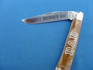 Case XX Happy Fathers Day Smooth Chestnut Bone Trapper Knife 6154