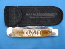 Case XX Happy Fathers Day Smooth Chestnut Bone Trapper Knife 6154