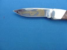 Vintage Buck 500 Gold Eagle Scene Limited Folding Lockback Knife
