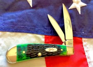 Case xx 2000 Tony Bose Sway Back Jack Knife mdl 62117 SS w Sweet BurntGreen Bone Handles -NOS