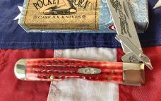 Spectacular 2005 Old Red Case xx Cheetah (Mdl# 6111 1/2 L SS) w Sweet Red Bone Handles in Orig box