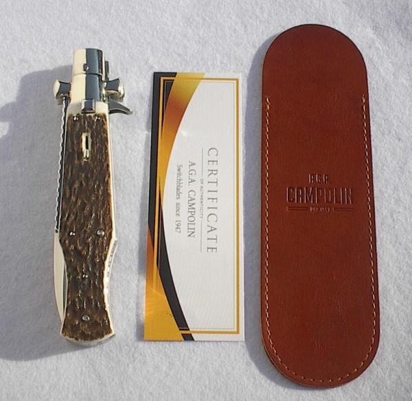 AGA CAMPOLIN "BLACK WIDOW" 11" BEAUTIFUL GENUINE STAG 5MM BLADE, FACTORY FILEWORK  MANIAGO ITALY