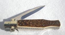 AGA CAMPOLIN "BLACK WIDOW" 11" BEAUTIFUL GENUINE STAG 5MM BLADE, FACTORY FILEWORK  MANIAGO ITALY
