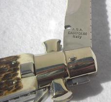 AGA CAMPOLIN "BLACK WIDOW" 11" BEAUTIFUL GENUINE STAG 5MM BLADE, FACTORY FILEWORK  MANIAGO ITALY