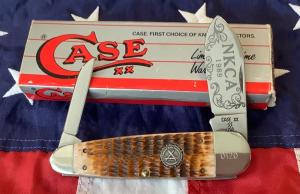 1989 Case xx Sleeveboard w Brown Jigged Bone Handles mdl ROG62070 NOS in Orig box