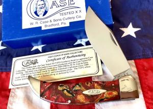 2006 Case xx Large Clasp Knife 56 of 389 w Great Cranberry Swirl Handles mdl 71072 -NOS