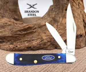 Case XX USA Knives Ford Peanut Blue Bone Handle Stainless Pocket Knife 14306