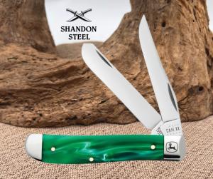Case XX USA Knives John Deere 2 Blade Mini Trapper Green Pearl Kirinite 15773