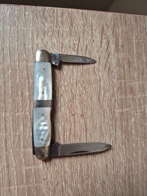 3 38quot IXL George Wostenholm 2-Blade Pen Knife Made in Sheffield Cigar band Pearl Scales