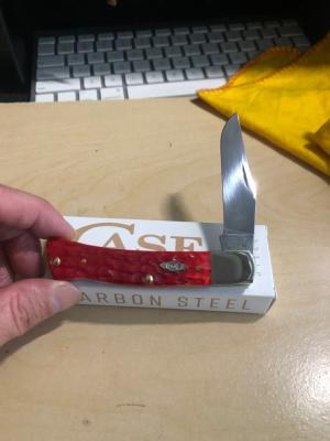 Case Dark Red Bone Peach Seed Jig Axe Handle 