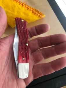 Case Dark Red Bone Peach Seed Jig Axe Handle 