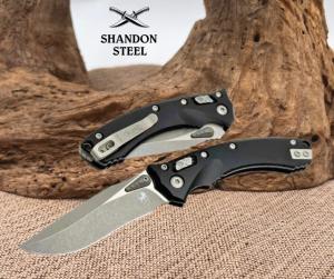 Microtech Amphibian Mini RAM LOK Black Aluminum amp Apocalyptic M390MK 137MRL-10AP