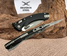 Microtech Amphibian Mini RAM LOK Black Aluminum & Apocalyptic M390MK 137MRL-10AP