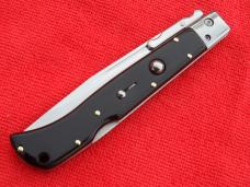 New 11" Italian Roma style Swinguard Switchblade knife Blackhorn handles 