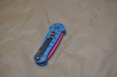 Auto Switch Blue With Sprinkles 3" Closed pocket Clip Mint Pink Dagger Blade