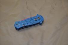 Auto Switch Blue With Sprinkles 3" Closed pocket Clip Mint Pink Dagger Blade