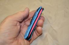 Auto With Sprinkles Mint NOS 4 1/2" Closed Pink Half Serrated Blade Safety On Top Pocket Clip