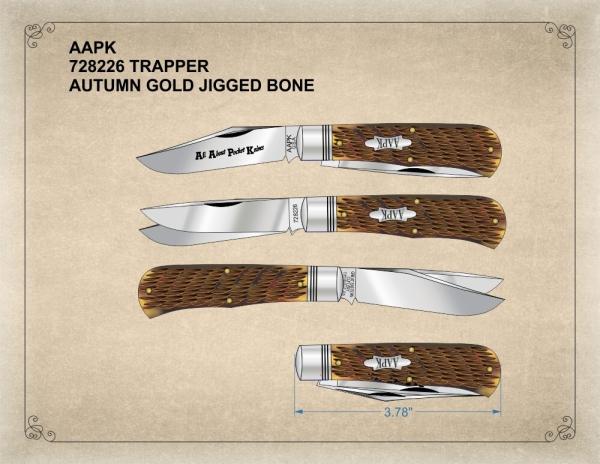 2026 AAPK Club Knife – GEC 2-Blade Trapper #728226 - 3.875" Closed - Autumn Gold Jigged Bone Covers 2026 AAPK Club Knife – GEC 2-Blade Trapper #728226 - 3.875" Closed - Autumn Gold Jigged Bone Covers