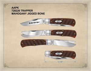 2026 AAPK Club Knife – GEC 2-Blade Trapper #728226 - 3.875" Closed - Mahogany Jigged Bone Covers
