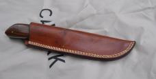 Chubby Hueske 8 1/2" Drop Point Desert Iron Wood Tool Steel Original Sheath Mint Mirror Polish