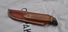 Chubby Hueske 8 1/2" Drop Point Desert Iron Wood Tool Steel Original Sheath Mint Mirror Polish