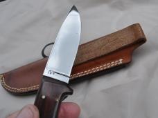 Chubby Hueske 8 1/2" Drop Point Desert Iron Wood Tool Steel Original Sheath Mint Mirror Polish