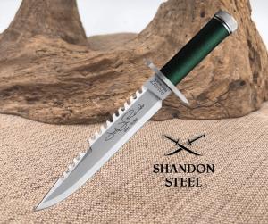 Rambo First Blood John Rambo Fixed Knife 9quot Satin-Stainless Blade Cord Handle