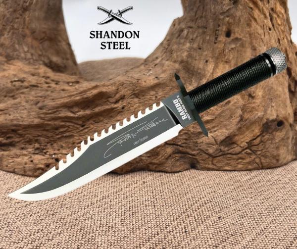 Rambo Mini Rambo First Blood Part II Knife 3.25" Stainless Bowie Blade Cord-Wrap